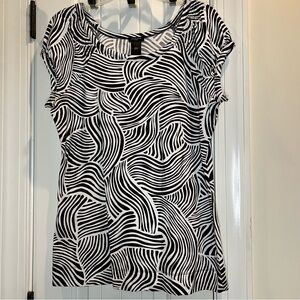 Ann Taylor Brown and White Top Large